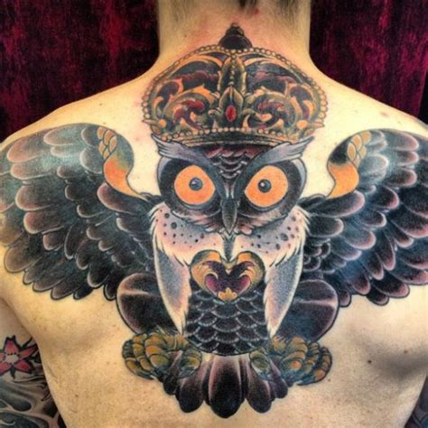 Old School Back Owl Tattoo By Malort