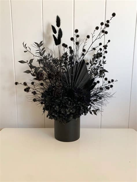 All Black Arrangement Floral Art Arrangements Flower Vase