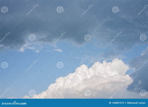 Pre Storm Beautiful Blue Sky With White And Black Clouds Stock Image