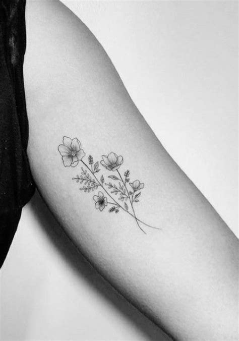 Minimalist Violet Flower Tattoo Black And White - Best Tattoo Ideas