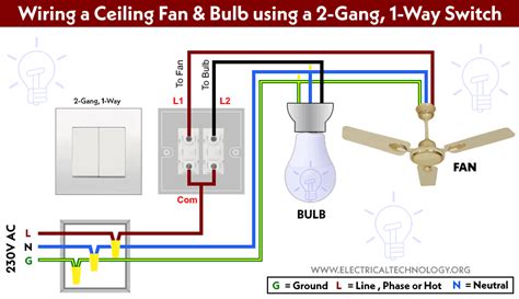 How To Wire Double Switch 2 Gang 1 Way Switch Iec And Nec