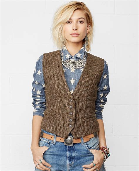 Denim Supply Ralph Lauren Tweed Wool Vest Jackets Blazers Women