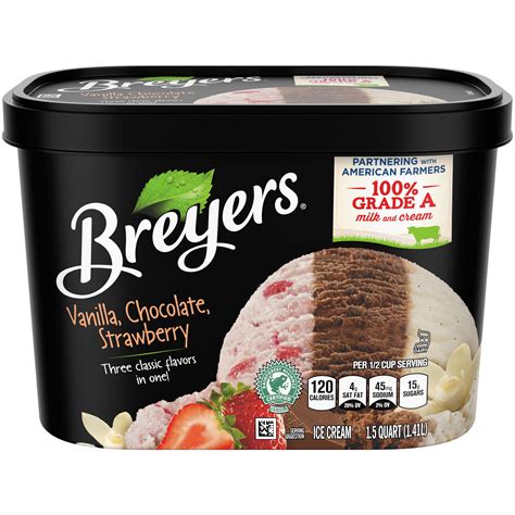 Breyers Vanilla Chocolate Strawberry Ice Cream 48 Oz
