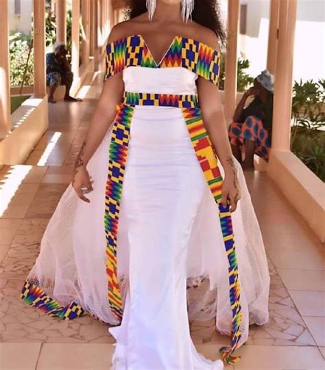 White African Print Kente Prom Dressafrican Women Wedding Etsy