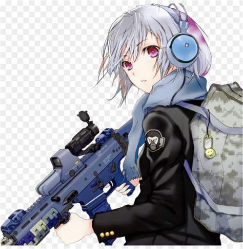 Anime Girl With Gun Png Transparent With Clear Background Id