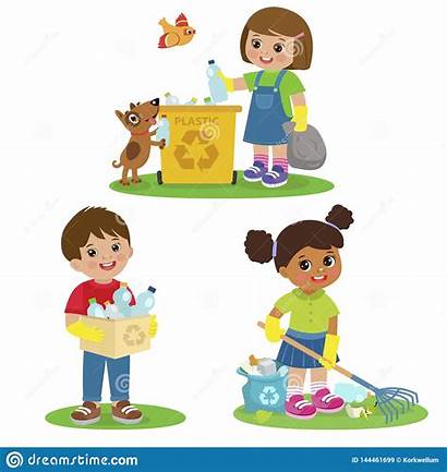 Picking Cleaning Trash Environment Children Garbage Vector