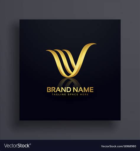 Letter V Creative Premium Golden Logo Design Vector Image