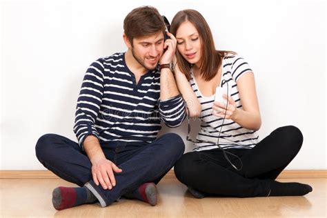 Two People Listening To Music Stock Image Image Of Listen Beautiful