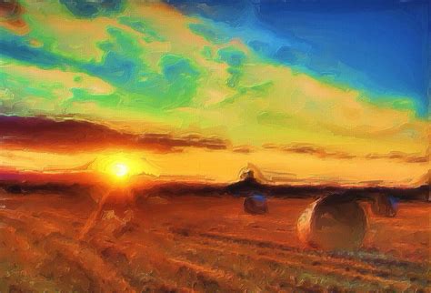 The sunset painting was done on both an 11″ x 14″ stretched canvas and an 8″ x 10″ canvas. Sunset Field Painting by EM Shafer