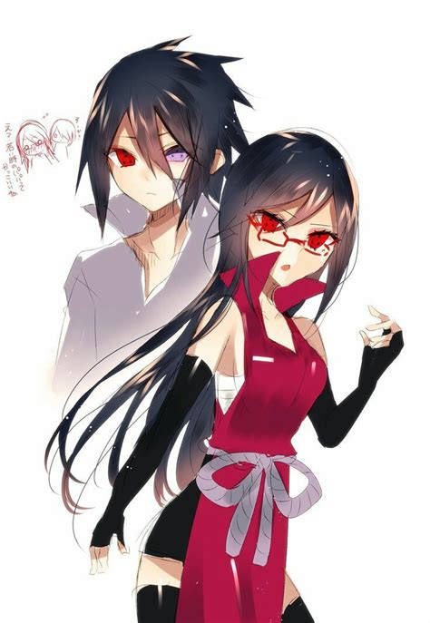 Two Anime Characters With Long Hair And Red Glasses One Is Holding The Other S Head