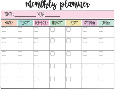 Free Printable Monthly Planner - Printable Templates