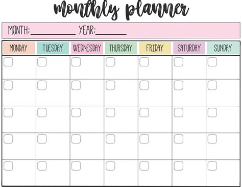 Free Printable Weekly And Monthly Planners — Journey With Jess