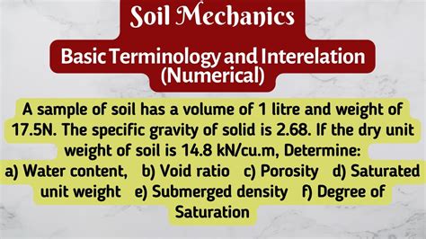 Determine Water Content Void Ratio Porosity Dry Unit Weight Soil