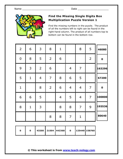 We share with you these fabulous math worksheets. Find the Missing Single Digits Box Product