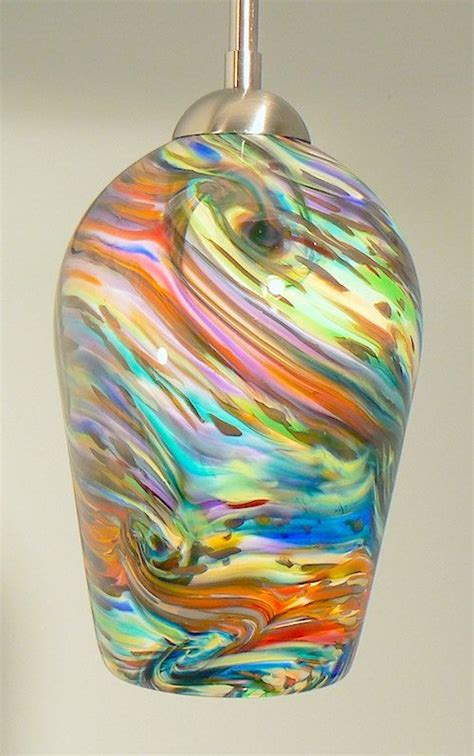Hand Blown Pendant Light In A Rainbow Of Colors Blown Glass Pendant