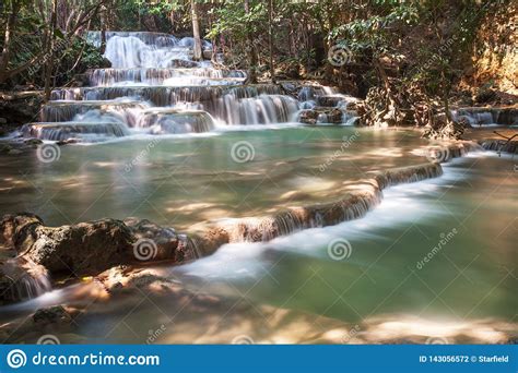 Huay Mae Kamin Waterfalls In Kanchanaburithailand Stock Photo Image