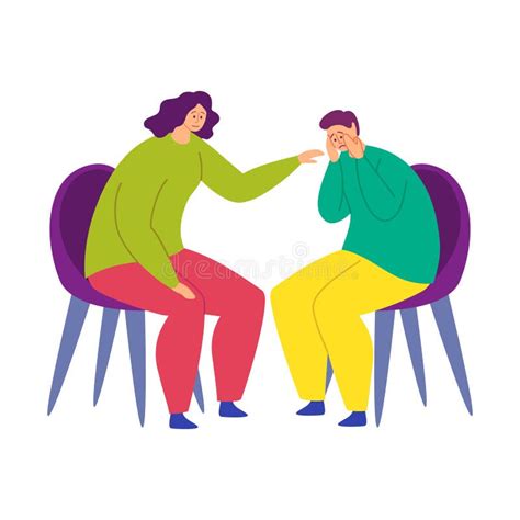 Cartoon Color Characters People Comforting Each Other Concept Vector