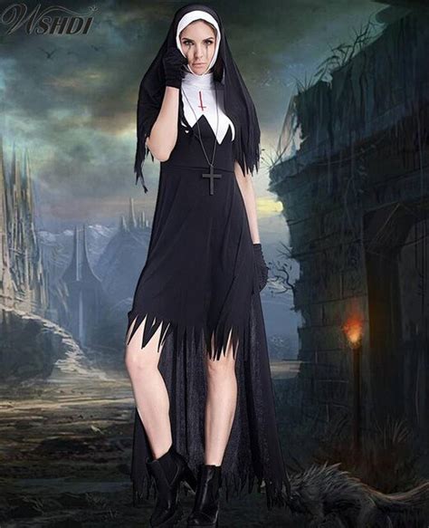 Sexy Black The Virgin Mary Costume Cosplay Witch Wear Uniform Halloween
