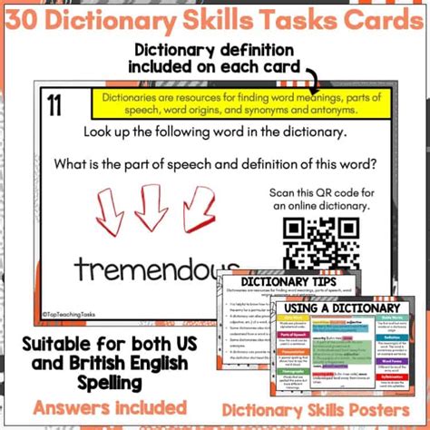 Dictionary Skills Task Cards Top Teaching Tasks