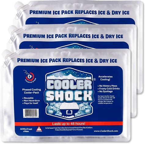 Cooler Shock Reusable Ice Packs Set Of 3 Long Lasting Cold Freezer