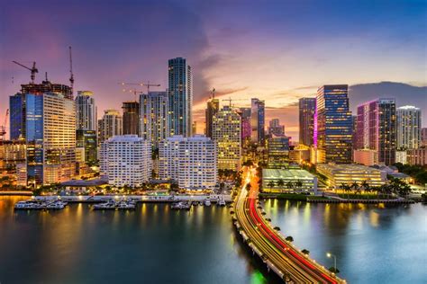 Miami Florida Downtown City Skyline Sunset Photo Mural Inch Poster