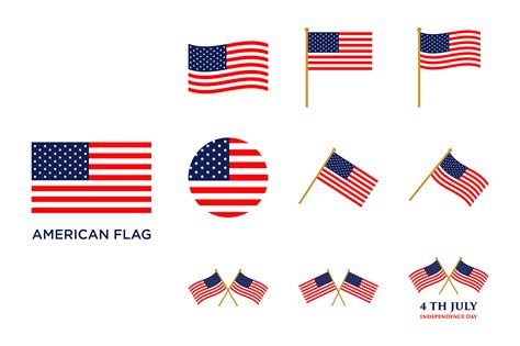 American Flag Icon Set Vector Graphic By Sakmeniko666 · Creative Fabrica