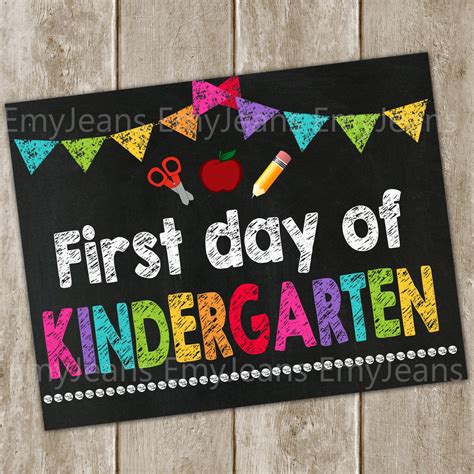 First Day Of Kindergarten Sign Instant Downloadfirst By Emyjeans