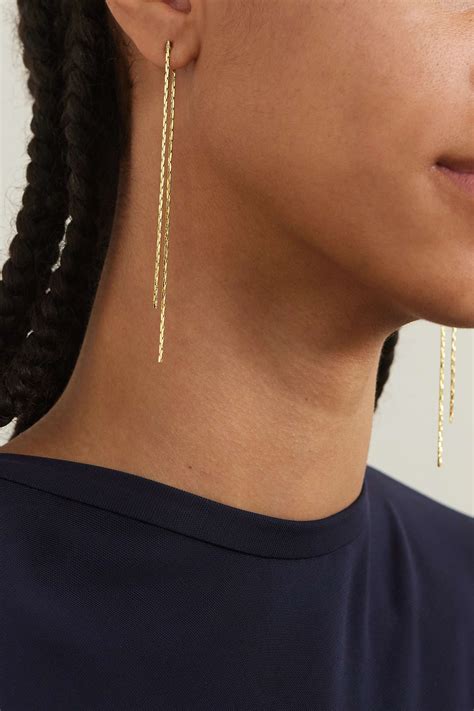 Anissa Kermiche Two Line Tassel Gold Plated Earrings Net A Porter