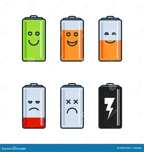 Set Of Battery Indicator Icons Isolated On White Background Symbols