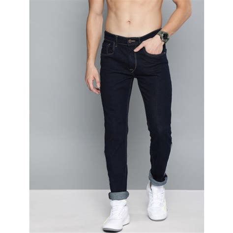 Buy Men Blue Slim Fit Mid Rise Clean Look Stretchable Jeans With Side