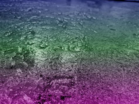 Wet Road Cement In Rainy Day With Rainbow Colors Stock Image Image Of