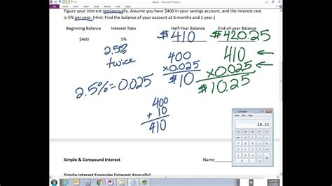 Simple And Semi Annual Compound Interest Pre Algebra Youtube