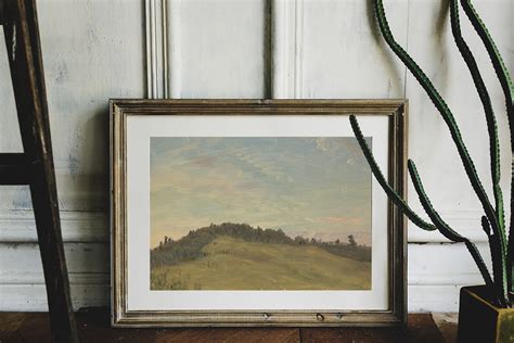 Meadow Landscape Vintage Painting Moody Painting Country Etsy