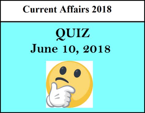 Current Affairs Quiz June 10 2018