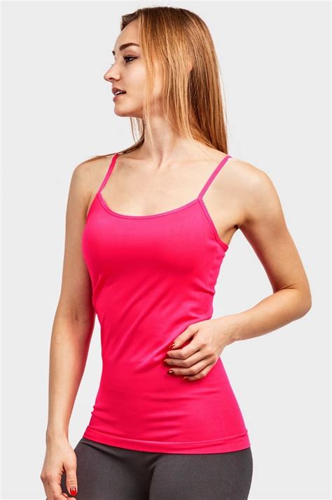 72 Units Of Sofra Ladies Poly Camisole In Hot Pink Womens Camisoles