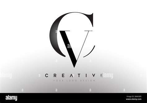 Cv Vc Letter Design Logo Logotype Icon Concept With Serif Font And