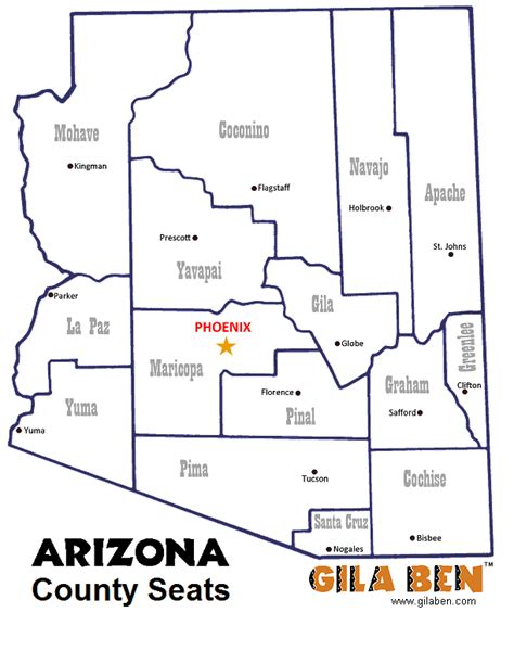 Printable Map Of Arizona State