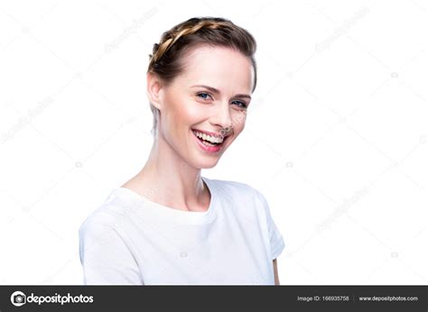 Smiling Woman In White T Shirt Stock Photo By ©dmitrypoch 166935758