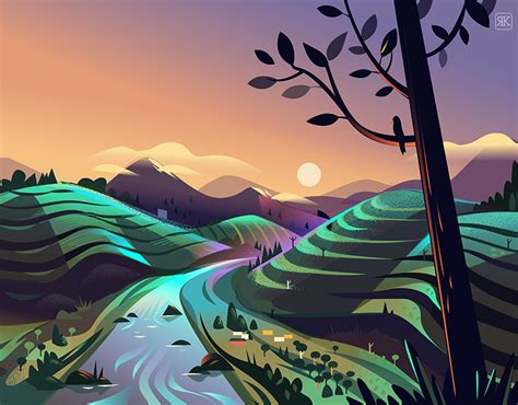 Adobe Illustrator On Behance In Landscape Illustration Artwork Painting Illustration