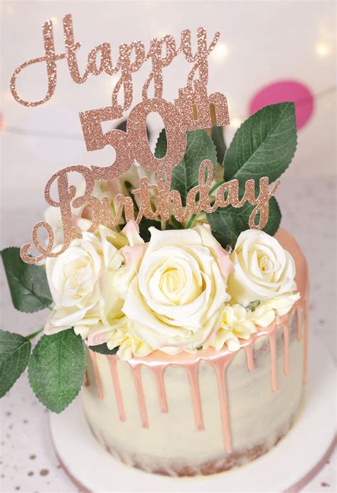 Birthday table decoration 20cm rose gold 50 ea. Rose Gold 50th Birthday Cake - Cakey Goodness