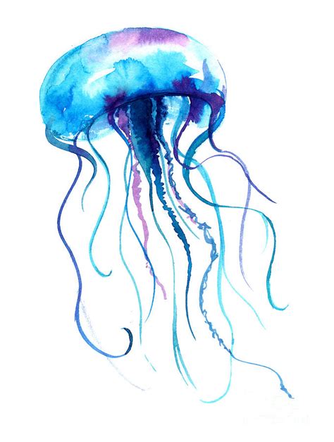 Jellyfish Watercolor Illustration Digital Art By Anna Kutukova Pixels