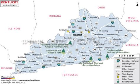 Kentucky National Parks Map National Parks In Kentucky National