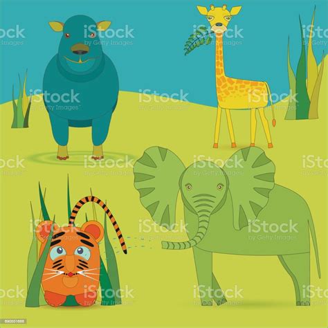 Cute Africa Animals In Savanna Stock Illustration Download Image Now