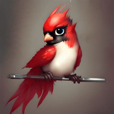 Cute And Adorable Happy Kawaii Flying Cardinal Big Chibi Eyes