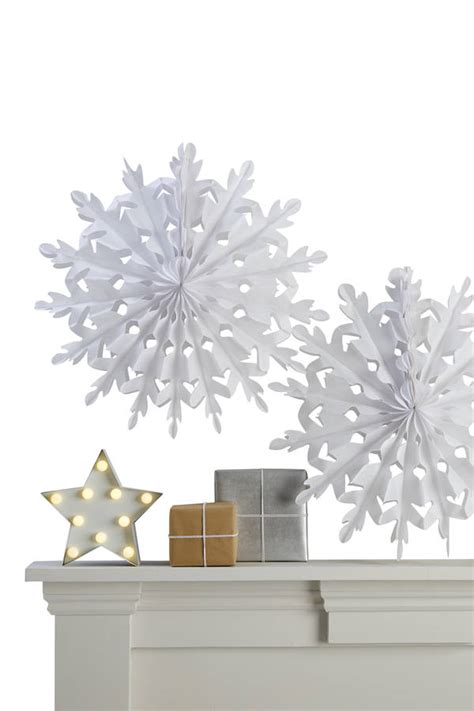 Two White Giant Hanging Christmas Snowflake Decorations By Ginger Ray