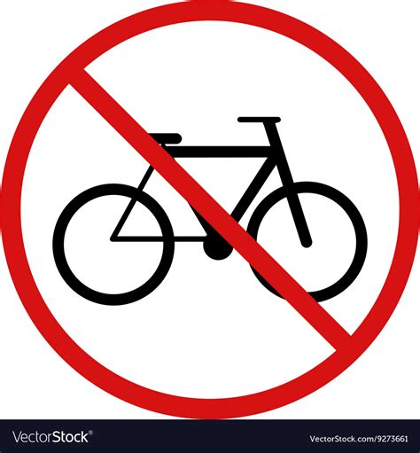 No Cycling Bicycle Forbidden Sign On White Vector Image