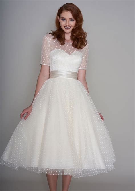 Classic 1950 S Style Tea Length Wedding Dress Fairygothmother