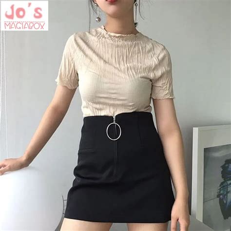 2019 Korean Women Sexy Bodycon Short Skirt Female Harajuku Solid Color High Waist Mini Skirts
