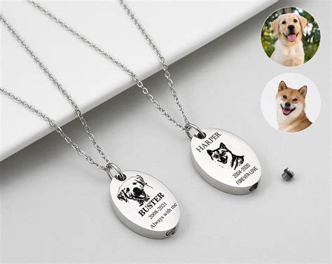 Cremation Necklace For Human Or Pet Ashes Custom Engraved Pet Etsy Uk