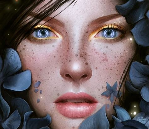 Free Download Awaken Art Fantasy Zaina Girl Luminos Eye Face Blue Freckles Hd
